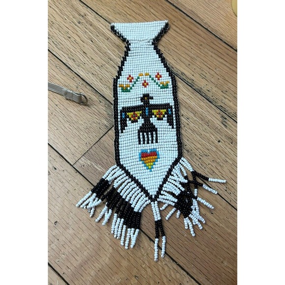 Lot of 2 Native American Beaded Neck Ties - No Reserve! - Picture 7 of 8